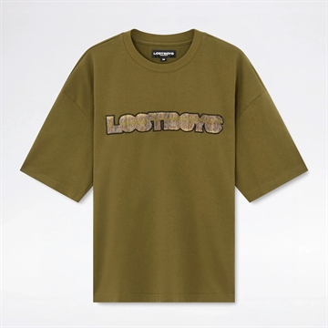 Lost Boys Archives Checkered Script Tee Moss Green